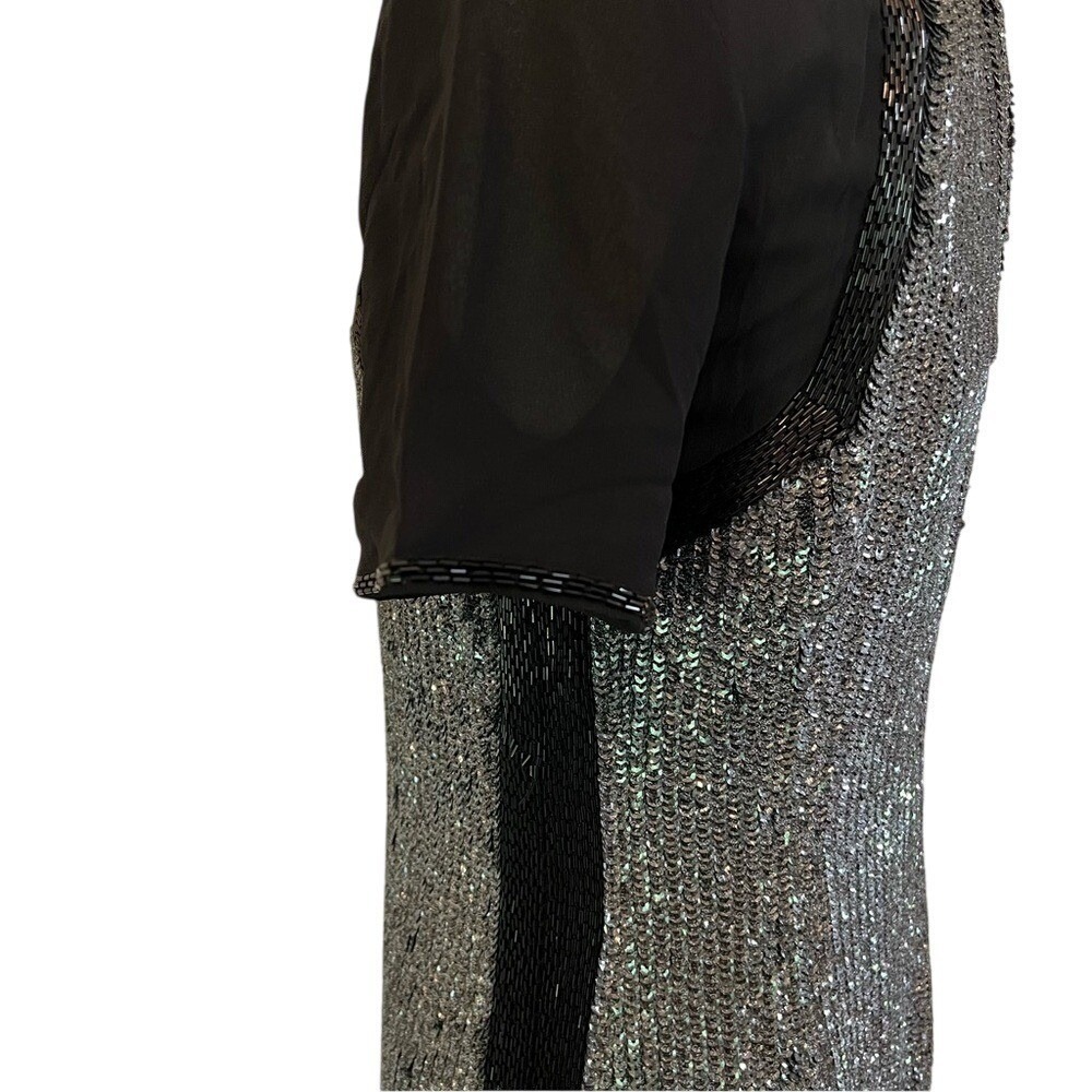 French Connection Sequin Beaded Mini Dress Black Metallic Y2K Party 4 - Picture 12 of 12